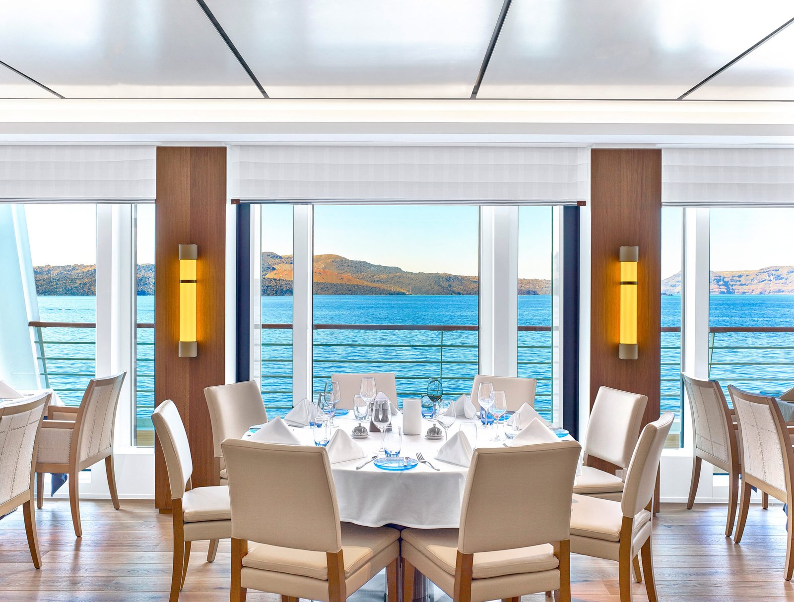 The Restaurant dining table on-board the Viking Sea